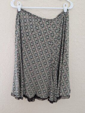 Vintage 90s Studio M Midi Skirt Mesh Hem Size L Made in USA